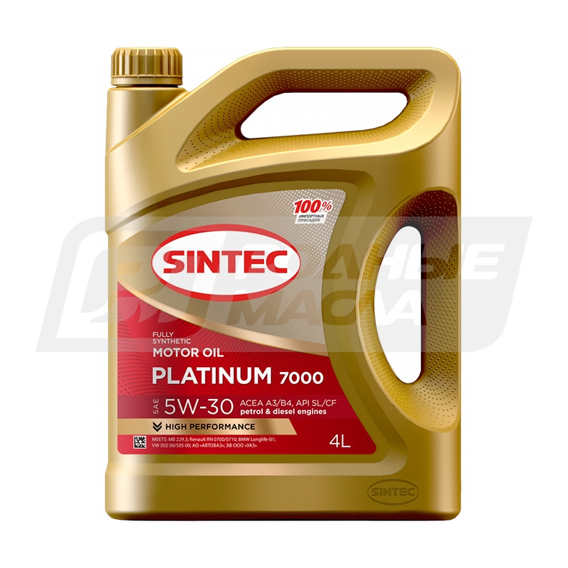 SINTEC Platinum 7000 5W30 SL/CF A3/B4, 4л 600144